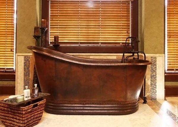 Icon Copper Single-Slipper Roll-Top Bathtub w/Pedestal - AKB70003-C